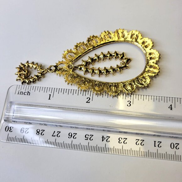 Teardrop Statement Gold Earrings - Picture 5 of 11